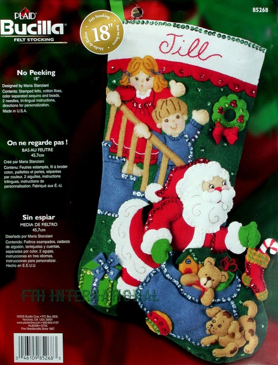 Bucilla No Peeking 18 Felt Christmas Stocking Kit 85268 Santa, Boy Girl,  Dog DIY 
