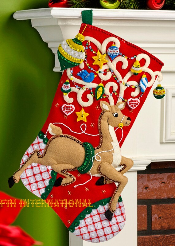 Bucilla Ornamental Reindeer 18 Felt Christmas Stocking Kit 86652