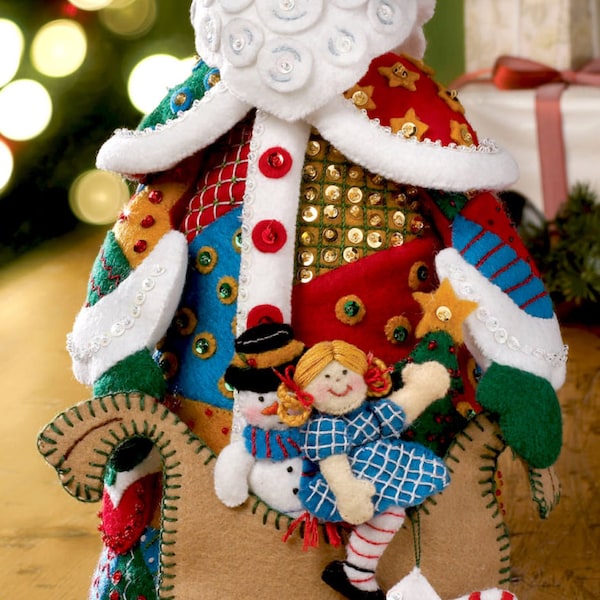 Bucilla Patchwork Santa ~ Felt 3D Christmas Home Decor Kit #86206 DIY