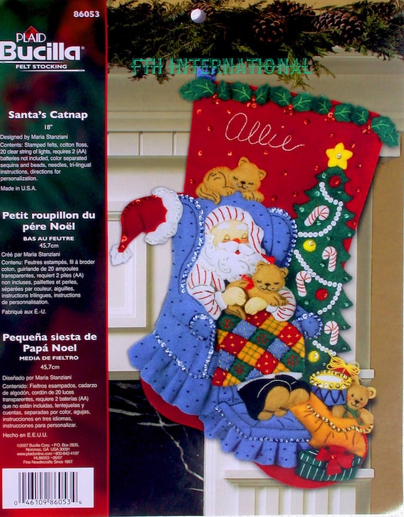 Bucilla Mr And Mrs Claus Decorating Tree Felt Sequin Stocking Kit 33591