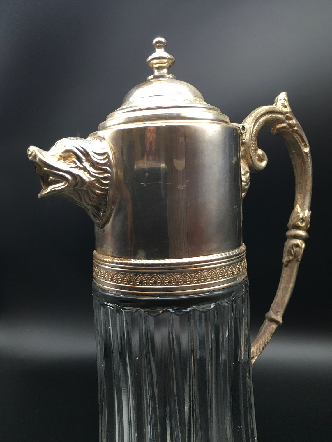 Vintage Glass Pitcher with Metal Spout and Handle Free Etsy