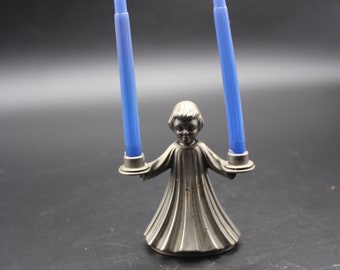 Vintage Pewter Choir  Figurine Candle Holder