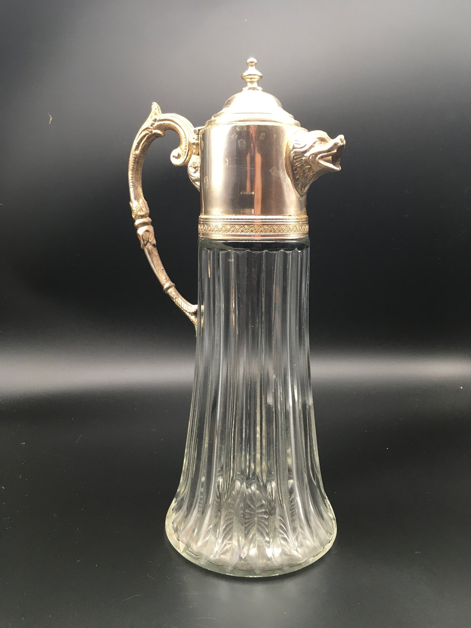 Vintage Glass Pitcher with Metal Spout and Handle Free Etsy