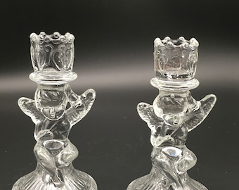 Vintage Glass Angel Candlesticks Holder Free Shipping in the USA