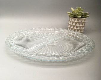 Vintage clear glass serving dish platter free shipping in the USA