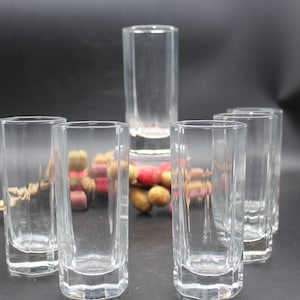 Conjunto vintage de copos de suco de vidro transparente