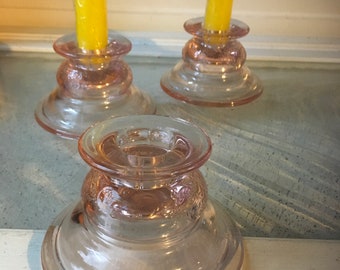Vintage Rosa Feredal Glass Kerzenhalter