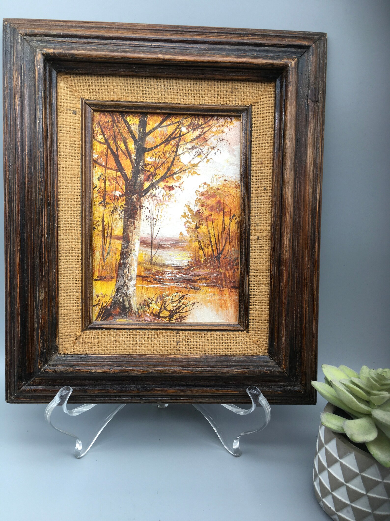Vintage Acrylic Paint on Canvas Autumn Scenery Etsy