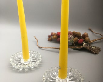 Vintage glass candlestick holders