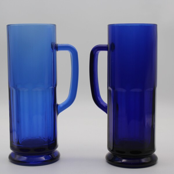 Vintage Cobalt Blue Glass Beer Mug