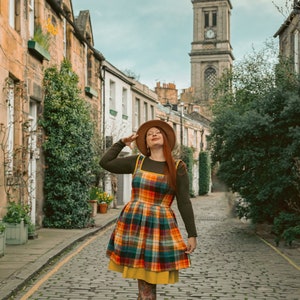 Plaid Dress, Peek a Boo Dress, Rainbow Dress, Vintage Dress, Retro Dress, Rainbows, Fit and Flare Dress, Funky, Quirky image 1