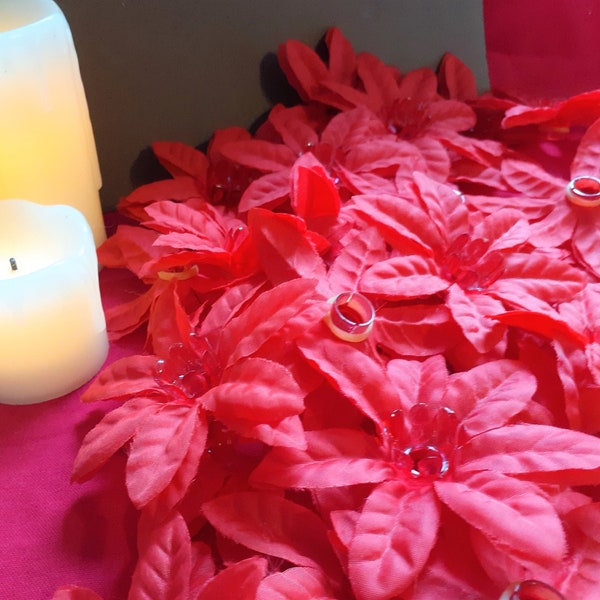 Poinsettia Mini Light Decorations Bright Christmas Red Decor Lot of 33