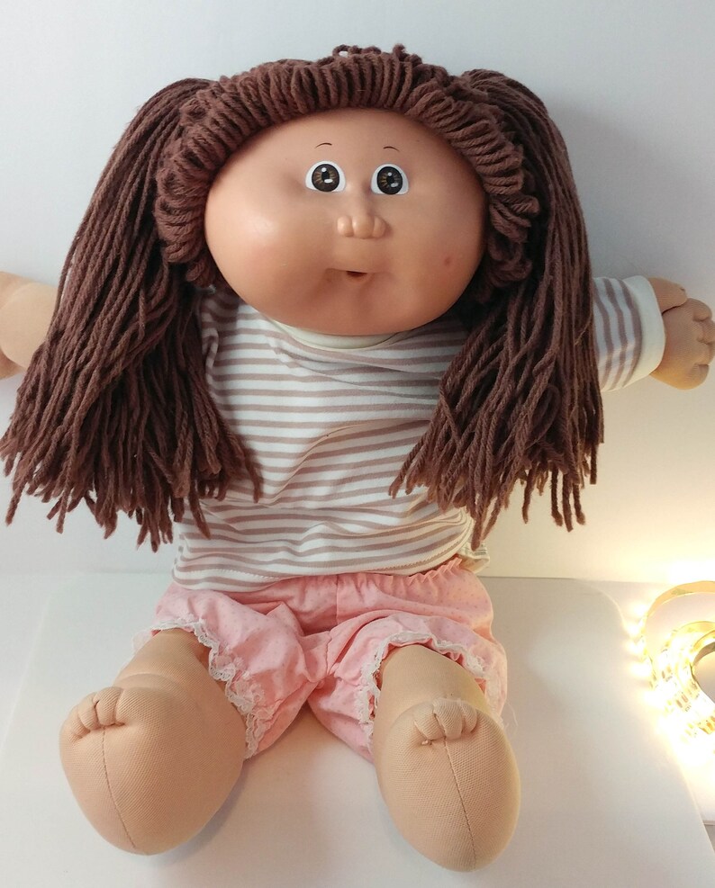 Cabbage Patch Kids Brunette Pigtails Stuffed Toy Doll Striped Etsy