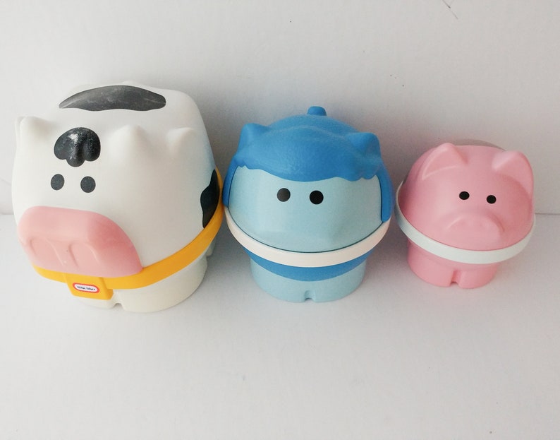 Little Tikes Nesting Toys Farm Animals 1993 Cow Pig and Sheep Etsy