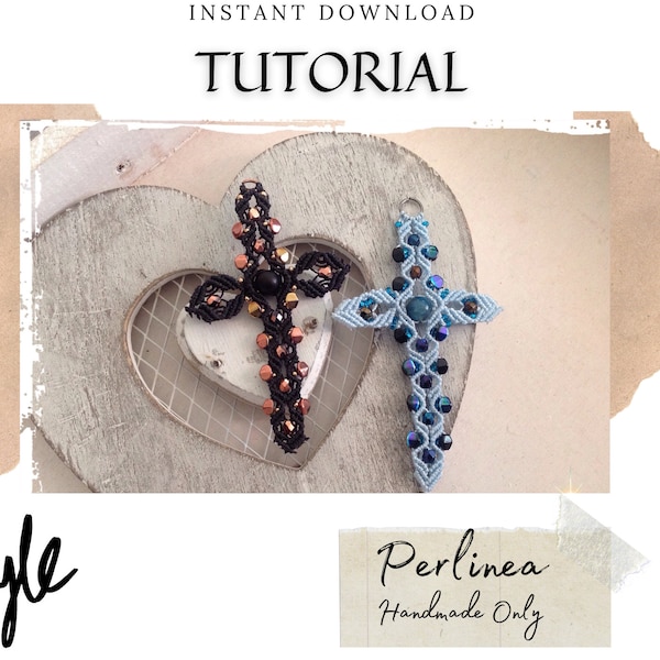 Micro Macrame Tutorial DIY Cross Pendant