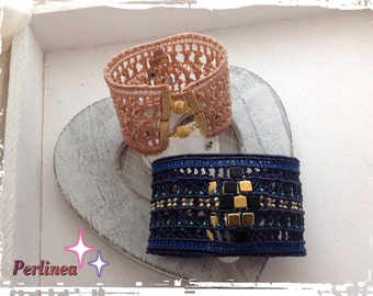 Tutorial de micro macramé Pulsera de puño con cuentas de macramé