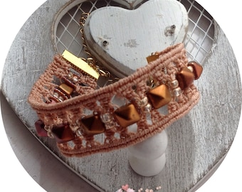 Micro Macrame Tutorial DIY Bracelet with studs Beaded Macrame