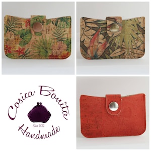 Corcho Tarjetero Flores, Corcho Tarjetero Rojo, Corcho Porta Tarjetas Estampado, Corcho Tarjetero Flores, Corcho Tarjetero Cierre Snap