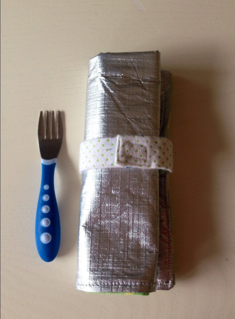 Lunch mat placemat great for travel /& lunchbox green yellow lime table cloth with napkin and silverware holder