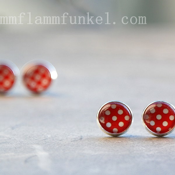 Ohrstecker Fliegenpilz Punkte Dots Polkadots Rot Weiss Rockabilly Adventskalenderfüllung Geschenk für Freundin Valentinstag