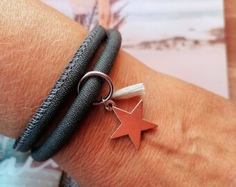 Wrap Armband Lederen Antraciet Magnetische Sluiting Cadeau voor Vrouw / Vriendin