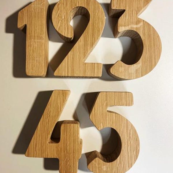 Numbers, house numbers, letters made of oak, letters made of wood, wooden letters, 15 cm-40 cm high, example 20 cm x 3.8 cm, price per digit