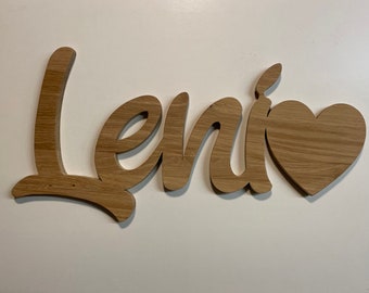 Name made of solid oak wood, lettering made of wood, solid letters, example 13 cm high, 8-15 cm high, price per letter