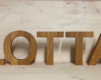 Oak wooden letters and numbers, font as desired. Wooden lettering, wooden letters, example 15 x 1.8 cm, 8-40 cm available.