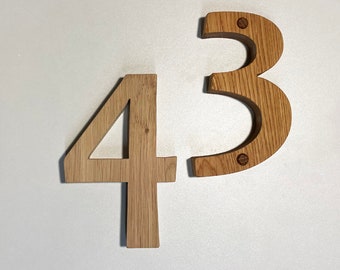 House numbers or number made of oak wood, letter made of wood, wooden letters, numbers, 15 cm-40 cm height, example 15 cm height, price per digit