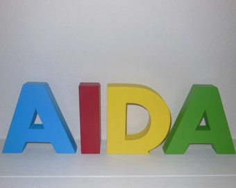 AIDA, desire for sun and sea, XL, lettering made of wood, letters made of wood, trending, example 18 x 3.6 cm, price per set of 4