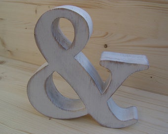 Buchstabe nach Wunsch aus Holz, Schriftzug nach Wunsch, Beispiel & Zeichen im Shabbystyle 15/3,6 cm, weitere Größen siehe Beschreibung