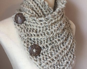 Pattern for Old York Scarf - chunky knit button cowl Knitting pattern