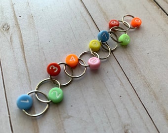 Row Counting Stitch Marker - pastel rainbow