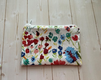 Watercolor floral Zipper Pouch – Fabric Cosmetic Bag