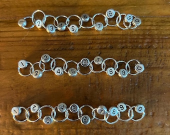 Silver Multi Project Pack.  3 Silver Row Counting Chain Stitch Markers.