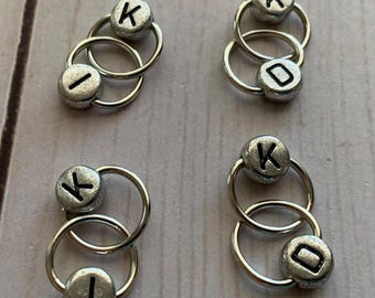 Increase/ Decrease Chain Stitch Marker - silver rings