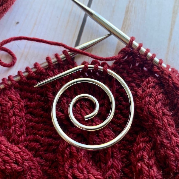 Spiral cable knitting needle - silver