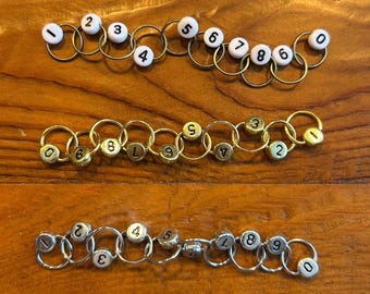 Row Counter Stitch Marker Set: Silver, Gold, Bronze