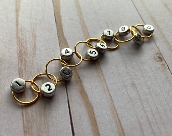 Row Counting Chain Stitch Marker - two tone silver and gold