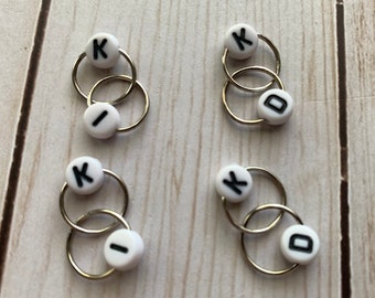 Increase/ Decrease Chain Stitch Marker - white beads