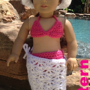 Crochet Pattern for swimsuit bikini for 18&quot; dolls swim bathing suit