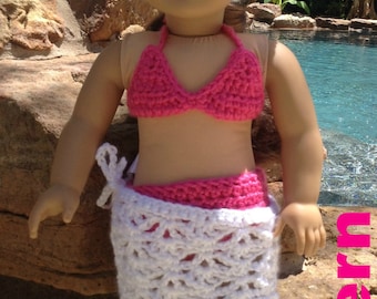 Crochet Pattern for swimsuit bikini for 18" dolls swim bathing suit