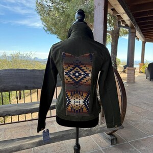 Eliza Storlek XS Democracy Olivgrön Jacka Pendleton Ull - Sydvästlig Cowgirl-stil bild 4