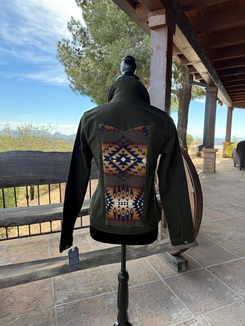 Eliza Storlek XS Democracy Olivgrön Jacka Pendleton Ull - Sydvästlig Cowgirl-stil bild 4