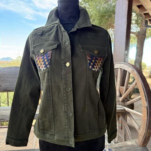 Eliza Storlek XS Democracy Olivgrön Jacka Pendleton Ull - Sydvästlig Cowgirl-stil bild 2