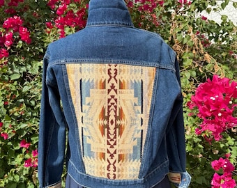 Mary: Größe XS Pendleton Wolle Jeansjacke / Southwestern Cowgirl Style,