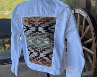 Madeliefje: maat L Pendleton Wool White Old Navy Denim Southwestern Cowgirl-stijl,