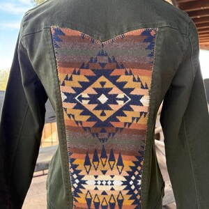Eliza Storlek XS Democracy Olivgrön Jacka Pendleton Ull - Sydvästlig Cowgirl-stil bild 3
