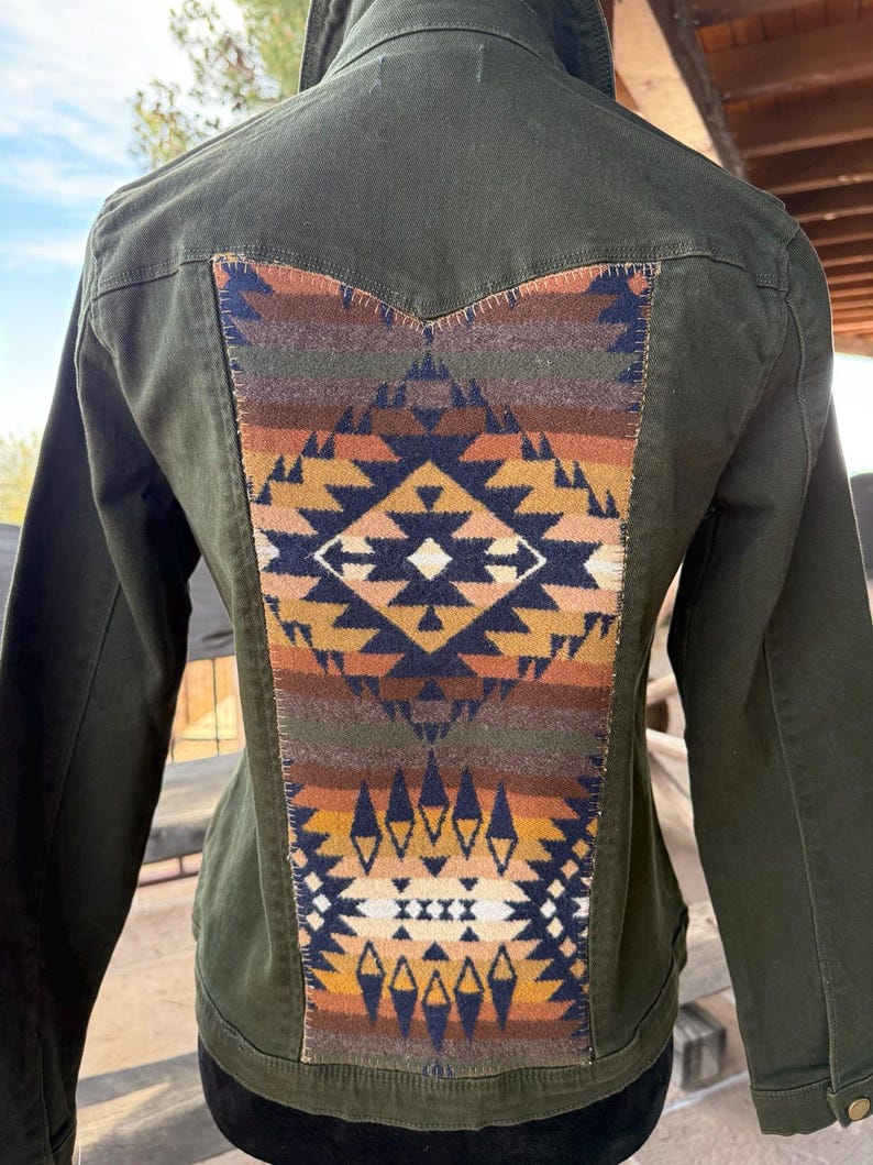 Eliza Storlek XS Democracy Olivgrön Jacka Pendleton Ull - Sydvästlig Cowgirl-stil bild 3