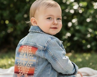 Child's First-spijkerjack: pendleton-wol - zuidwestelijke cowgirl-stijl, maat 2T
